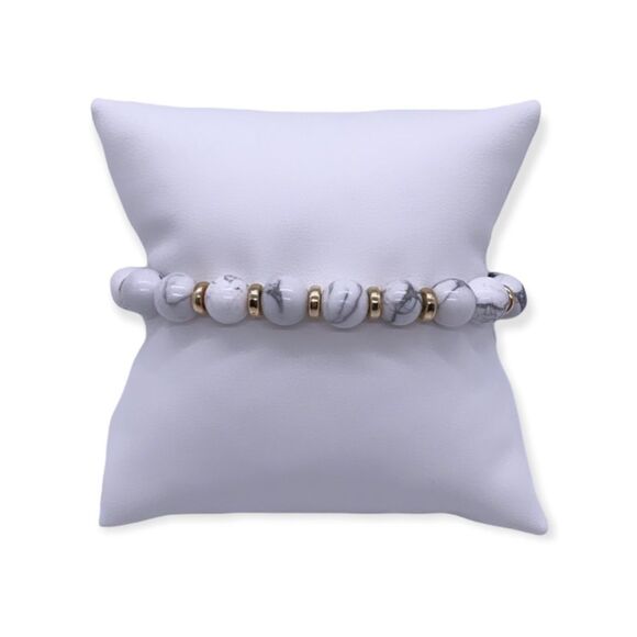 Wool + Pepper Co. Jewelry - NWT Wool + Pepper Co. White Marble & Gold Bracelet